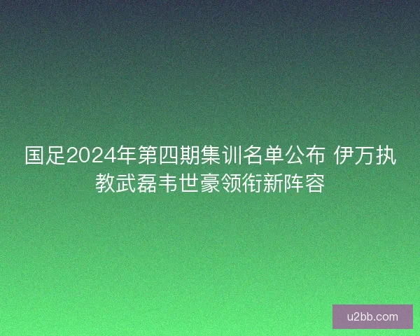 国足2024年第四期集训名单公布 伊万执教武磊韦世豪领衔新阵容